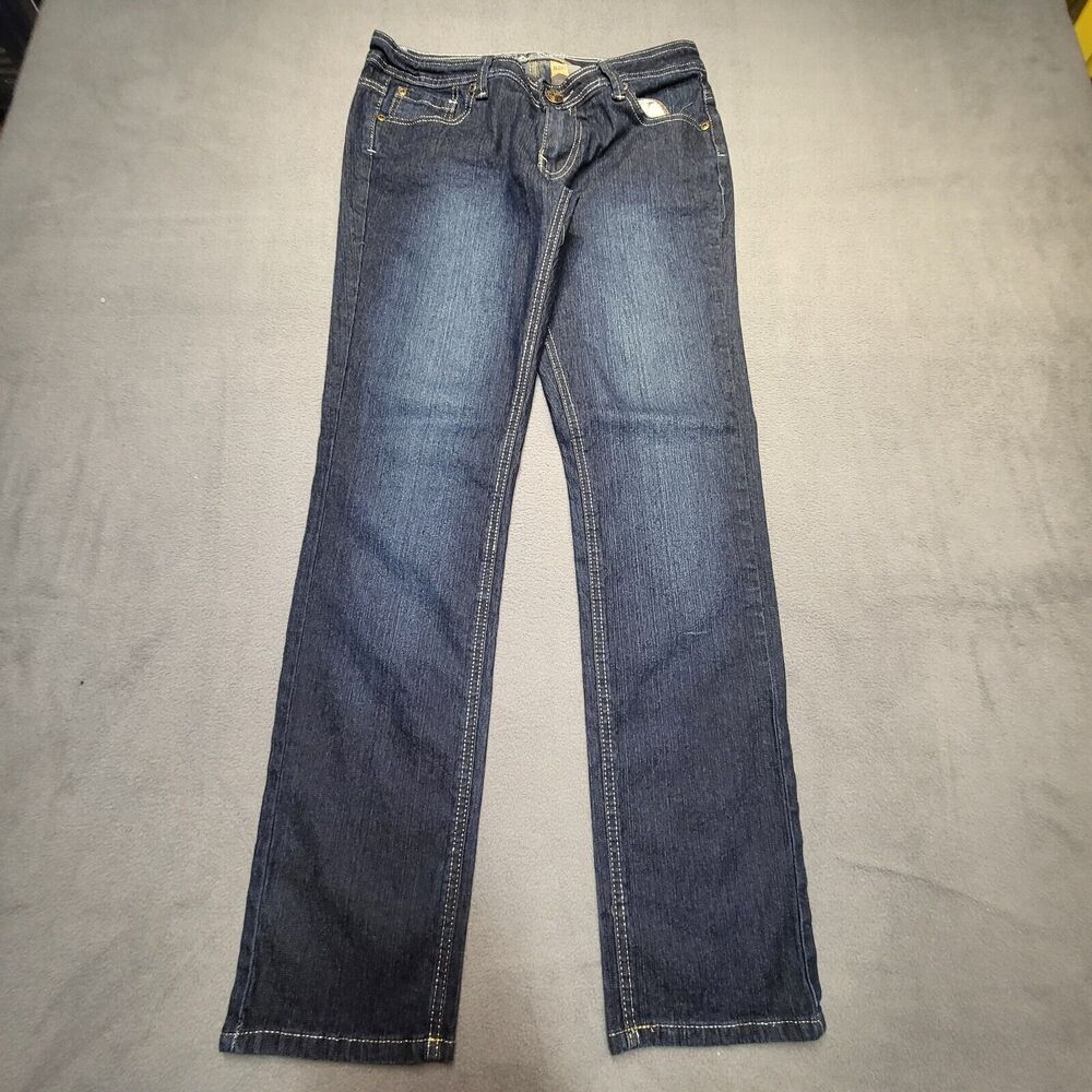 Crest Jeans Womens 6 Blue Straight Leg Distressed Stretch Denim Dark Wash